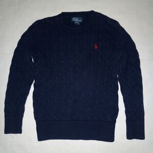 Boys Polo Ralph Lauren Blue Cable Knit Sweater Sz Medium (10-12)